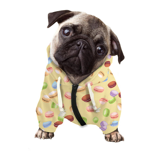 Pastel Macaron Pattern Print Dog Zip Up Hoodie