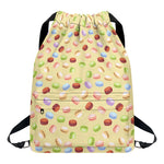 Pastel Macaron Pattern Print Drawstring Backpack
