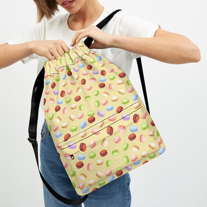 Pastel Macaron Pattern Print Drawstring Backpack