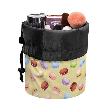 Pastel Macaron Pattern Print Drawstring Makeup Bag