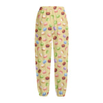 Pastel Macaron Pattern Print Fleece Lined Knit Pants