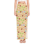 Pastel Macaron Pattern Print High Slit Maxi Skirt