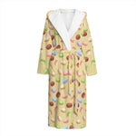Pastel Macaron Pattern Print Hooded Bathrobe