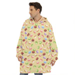 Pastel Macaron Pattern Print Hoodie Blanket
