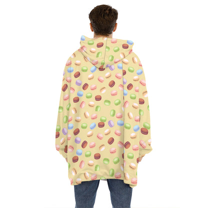Pastel Macaron Pattern Print Hoodie Blanket