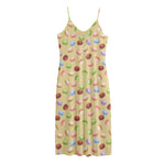 Pastel Macaron Pattern Print Jersey Midi Cami Dress