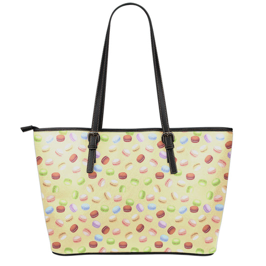 Pastel Macaron Pattern Print Leather Tote Bag