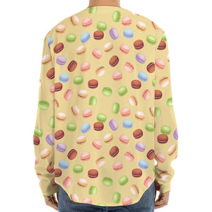 Pastel Macaron Pattern Print Long Sleeve Baseball Jersey