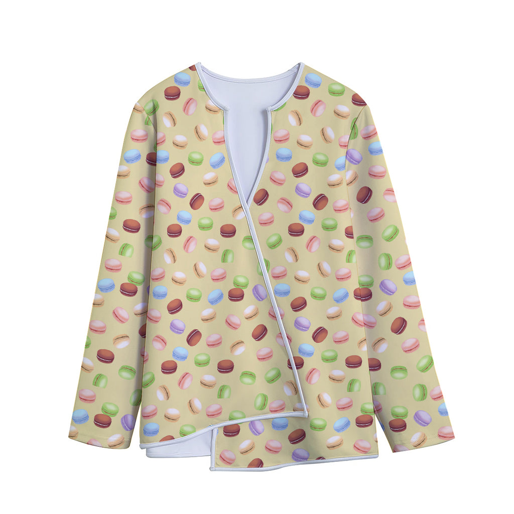 Pastel Macaron Pattern Print Long Sleeve Short Coat