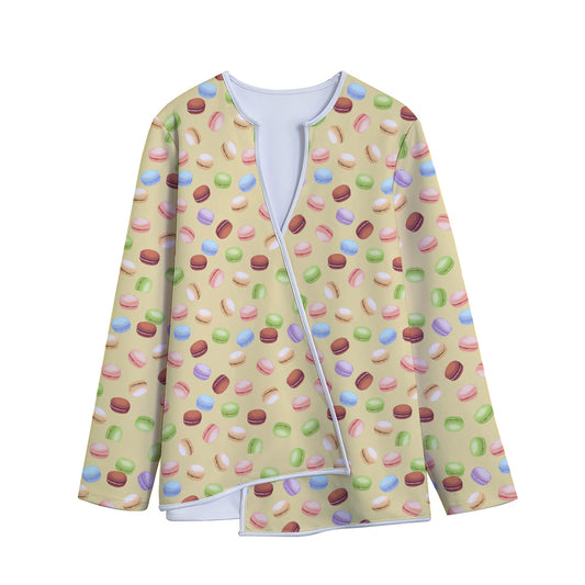 Pastel Macaron Pattern Print Long Sleeve Short Coat