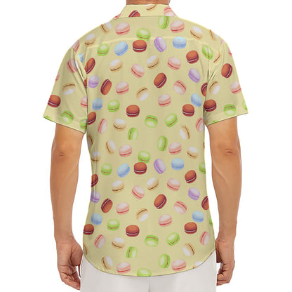 Pastel Macaron Pattern Print Men's Deep V-Neck Shirt
