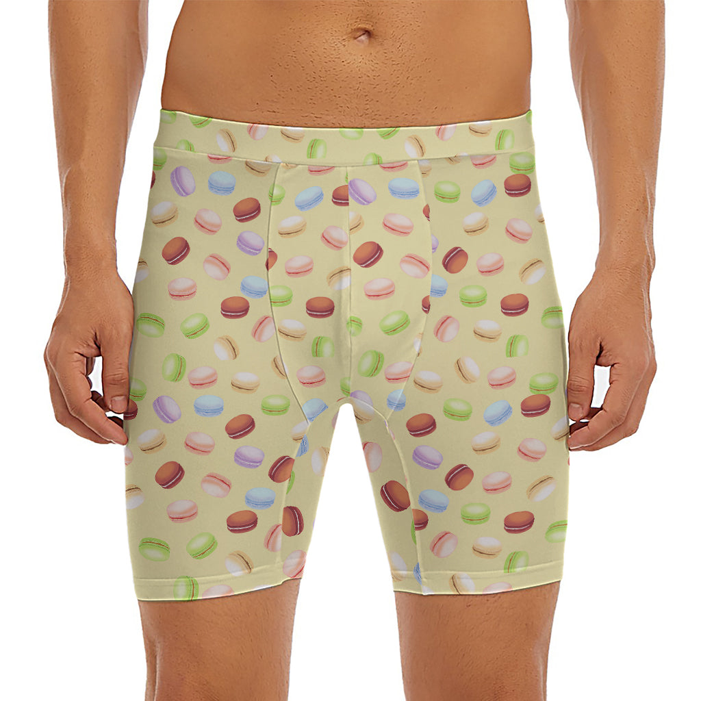 Pastel Macaron Pattern Print Men's Long Boxer Briefs