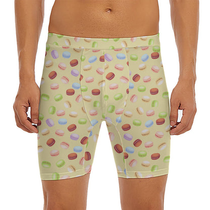 Pastel Macaron Pattern Print Men's Long Boxer Briefs