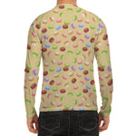Pastel Macaron Pattern Print Men's Long Sleeve Rash Guard