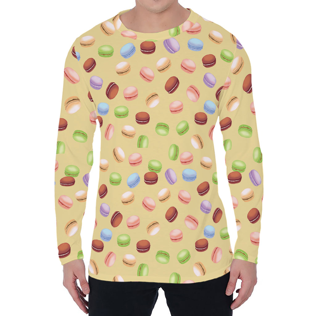 Pastel Macaron Pattern Print Men's Long Sleeve T-Shirt