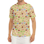Pastel Macaron Pattern Print Men's Short Sleeve Rash Guard
