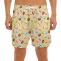 Pastel Macaron Pattern Print Men's Split Running Shorts