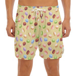 Pastel Macaron Pattern Print Men's Split Running Shorts