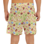 Pastel Macaron Pattern Print Men's Split Running Shorts