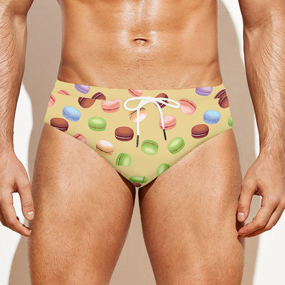 Pastel Macaron Pattern Print Men's Swim Briefs