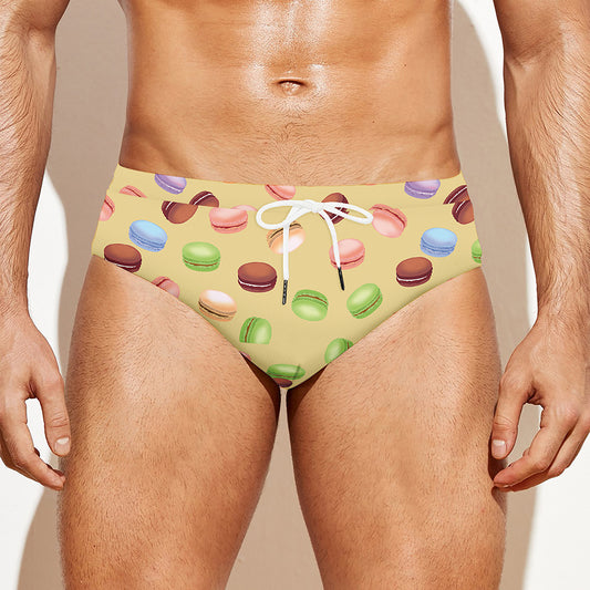 Pastel Macaron Pattern Print Men's Swim Briefs