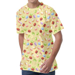Pastel Macaron Pattern Print Men's Velvet T-Shirt