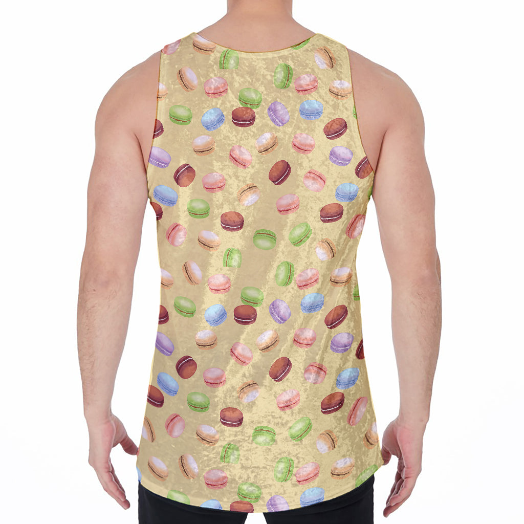 Pastel Macaron Pattern Print Men's Velvet Tank Top
