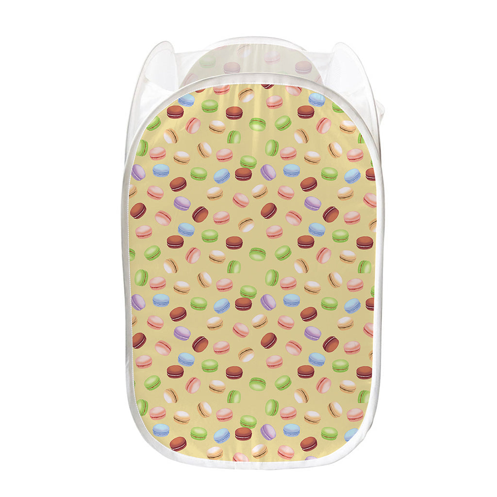 Pastel Macaron Pattern Print Mesh Laundry Hamper