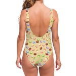 Pastel Macaron Pattern Print One Piece Swimsuit