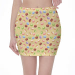Pastel Macaron Pattern Print Pencil Mini Skirt
