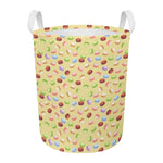 Pastel Macaron Pattern Print Round Laundry Basket