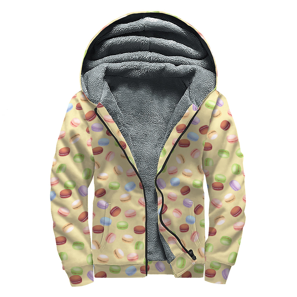 Pastel Macaron Pattern Print Sherpa Lined Zip Up Hoodie
