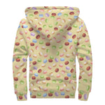 Pastel Macaron Pattern Print Sherpa Lined Zip Up Hoodie