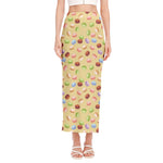 Pastel Macaron Pattern Print Side Slit Maxi Skirt