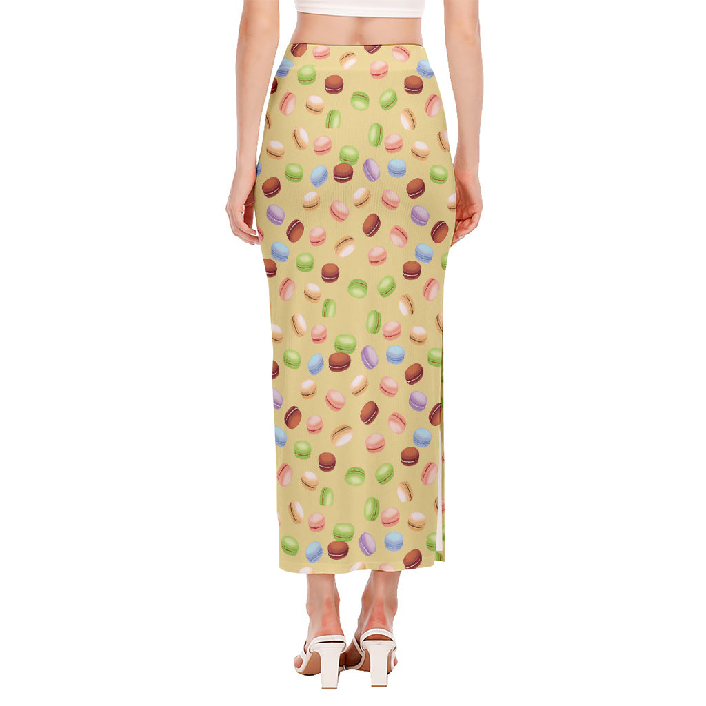 Pastel Macaron Pattern Print Side Slit Maxi Skirt