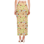 Pastel Macaron Pattern Print Side Slit Maxi Skirt