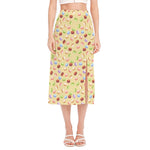 Pastel Macaron Pattern Print Side Slit Midi Skirt