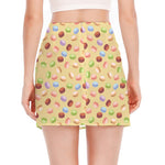 Pastel Macaron Pattern Print Side Slit Mini Skirt