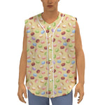 Pastel Macaron Pattern Print Sleeveless Baseball Jersey