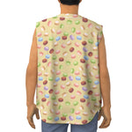 Pastel Macaron Pattern Print Sleeveless Baseball Jersey