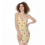 Pastel Macaron Pattern Print Sleeveless Bodycon Dress
