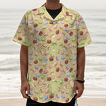Pastel Macaron Pattern Print Textured Short Sleeve Shirt