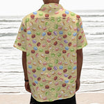 Pastel Macaron Pattern Print Textured Short Sleeve Shirt