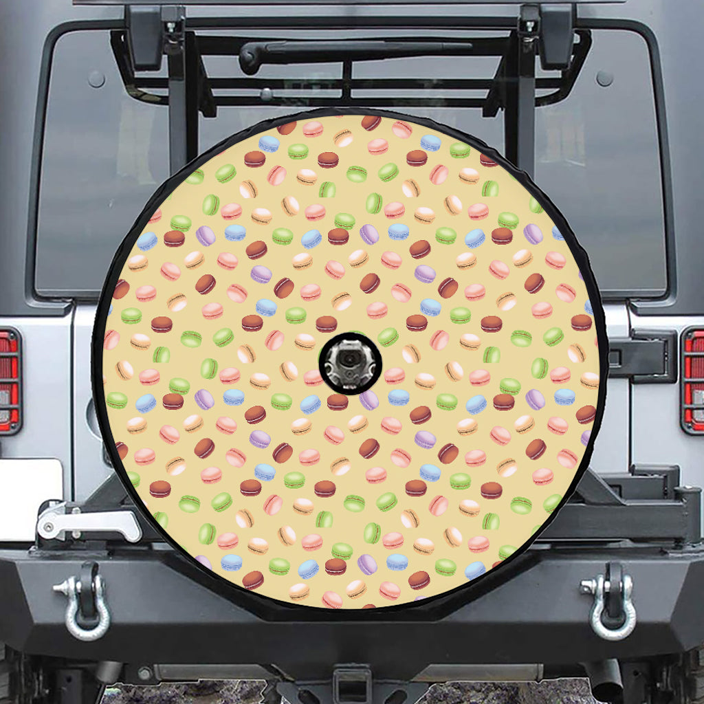 Pastel Macaron Pattern Print Tire Cover With Camera Hole