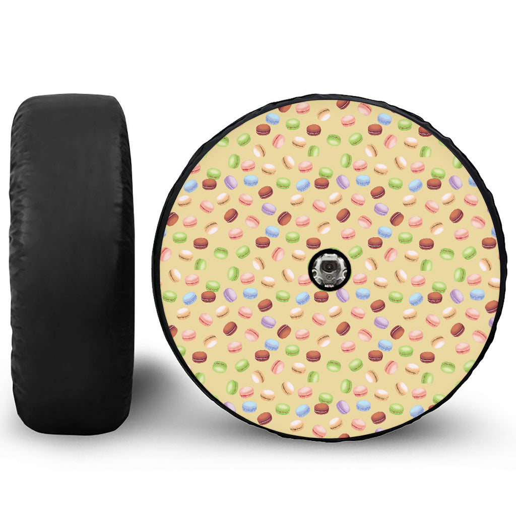 Pastel Macaron Pattern Print Tire Cover With Camera Hole