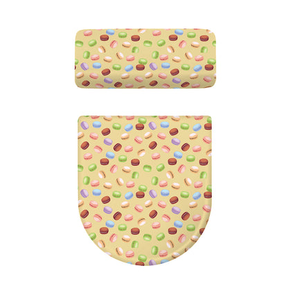 Pastel Macaron Pattern Print Toilet Lid And Tank Cover Set