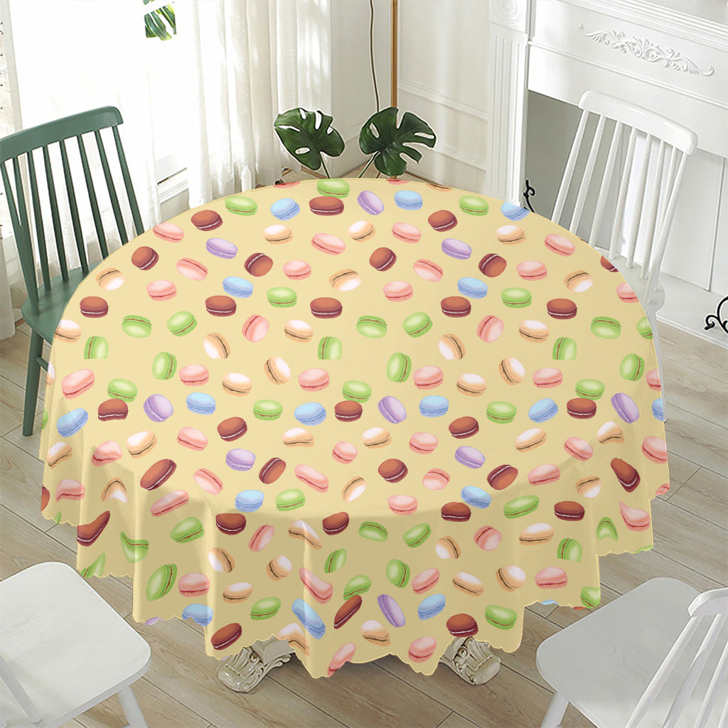 Pastel Macaron Pattern Print Waterproof Round Tablecloth