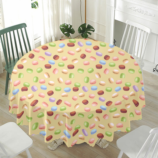 Pastel Macaron Pattern Print Waterproof Round Tablecloth