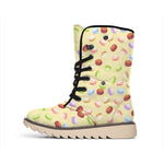 Pastel Macaron Pattern Print Winter Boots