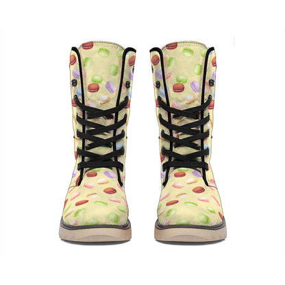 Pastel Macaron Pattern Print Winter Boots